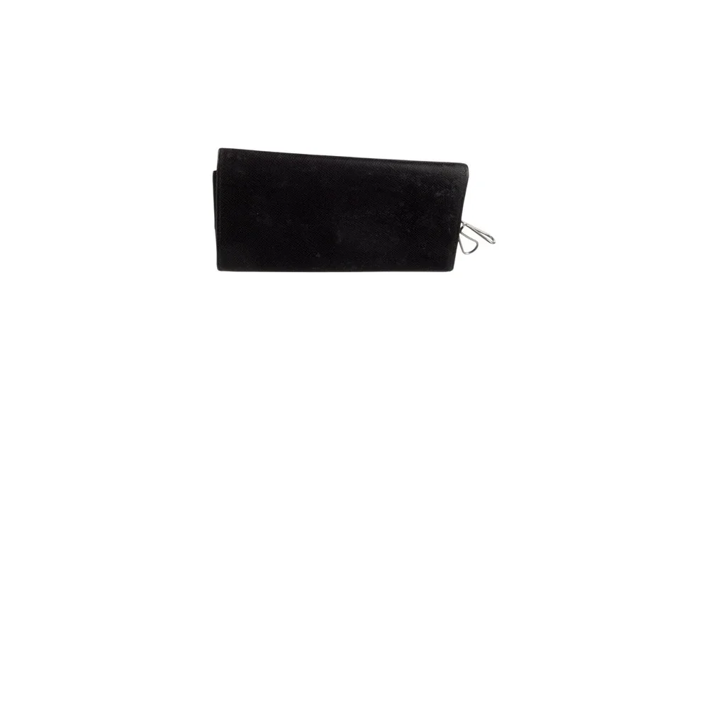 Prada Nero Black Tessuto Nylon 6 Key Holder Women OS Good Logo Plaque‎